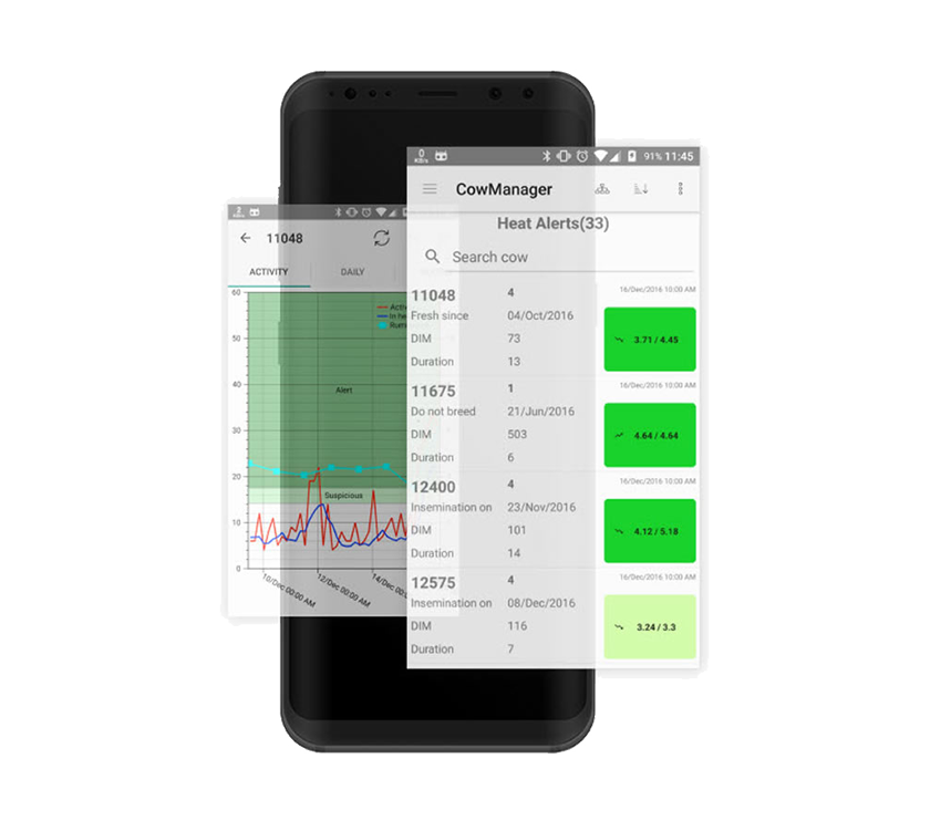Smartphone with CowManager App